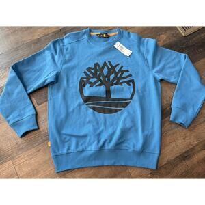NWT Timberland Sweatshirt Crewneck Men’s Large Logo Regular Fit Blue